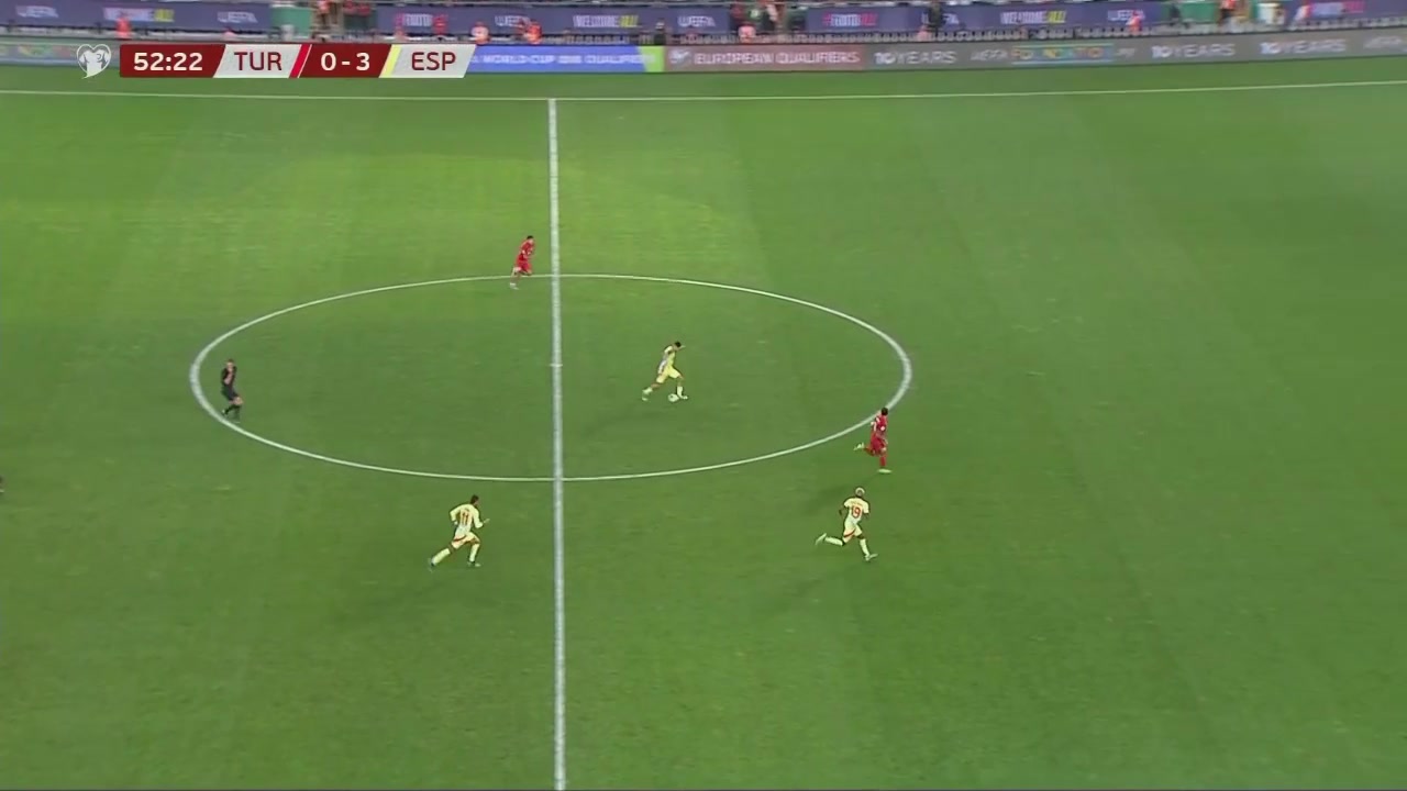 亞馬爾禁區(qū)內(nèi)妙傳送助攻費蘭跟進抽射破門西班牙4-0土耳其