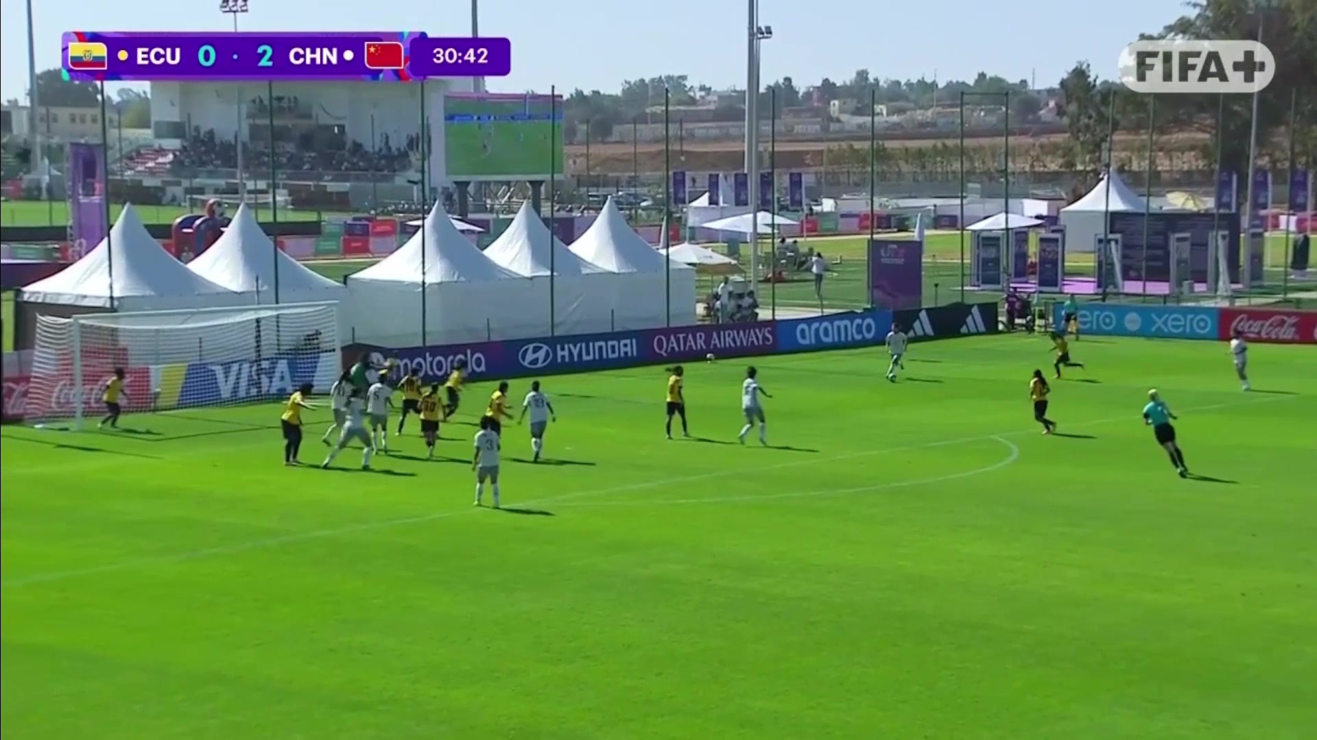 陳睿琳小角度破門U17中國(guó)女足3-0領(lǐng)先厄瓜多爾